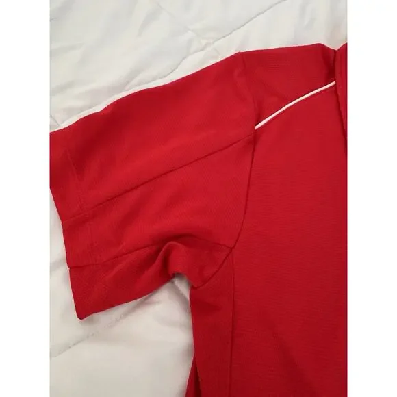 Wilson Polo Shirt Mens Medium Red Navy Team Jersey Golf Tennis Collared 3 Button - Picture 3 of 9